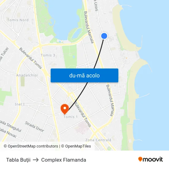 Harta de Tabla Buţii către Complex Flamanda