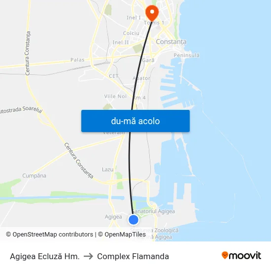 Harta de Agigea Ecluză Hm. către Complex Flamanda