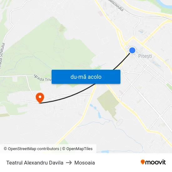 Harta de Teatrul Alexandru Davila către Mosoaia
