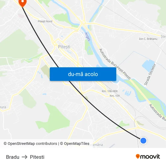 Harta de Bradu către Pitesti
