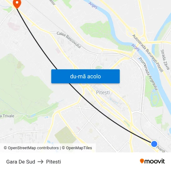 Harta de Gara De Sud către Pitesti