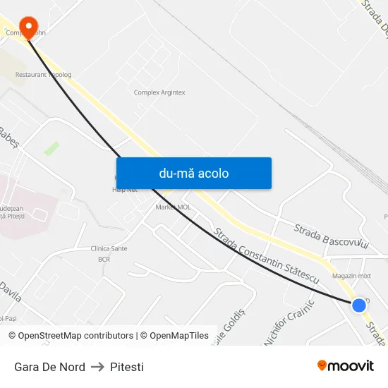 Harta de Gara De Nord către Pitesti