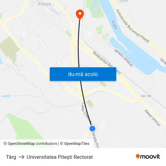 Harta de Târg către Universitatea Pitești Rectorat