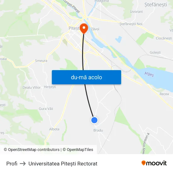 Harta de Profi către Universitatea Pitești Rectorat