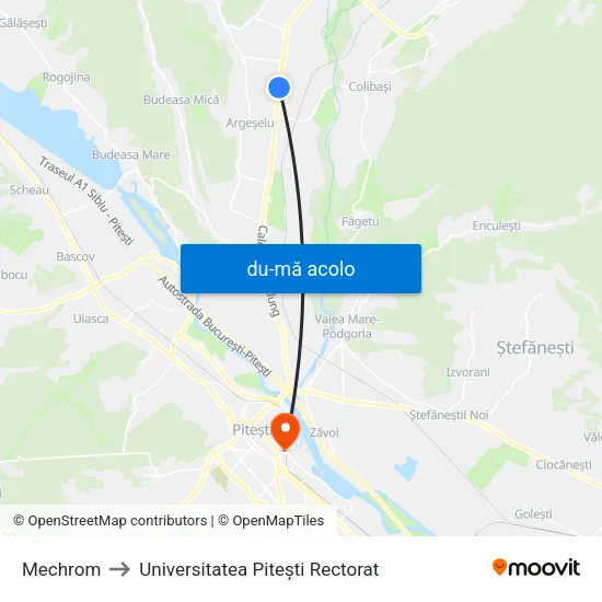 Harta de Mechrom către Universitatea Pitești Rectorat