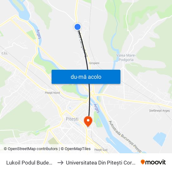Harta de Lukoil Podul Budesei către Universitatea Din Pitești Corp S