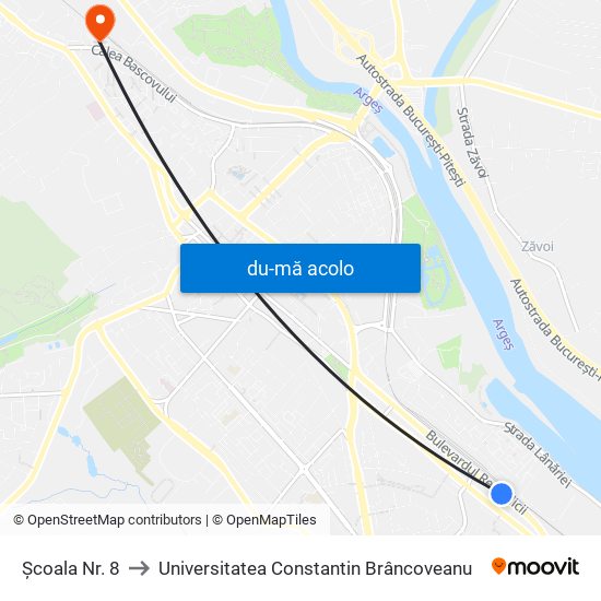 Harta de Școala Nr. 8 către Universitatea Constantin Brâncoveanu