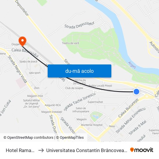 Harta de Hotel Ramada către Universitatea Constantin Brâncoveanu