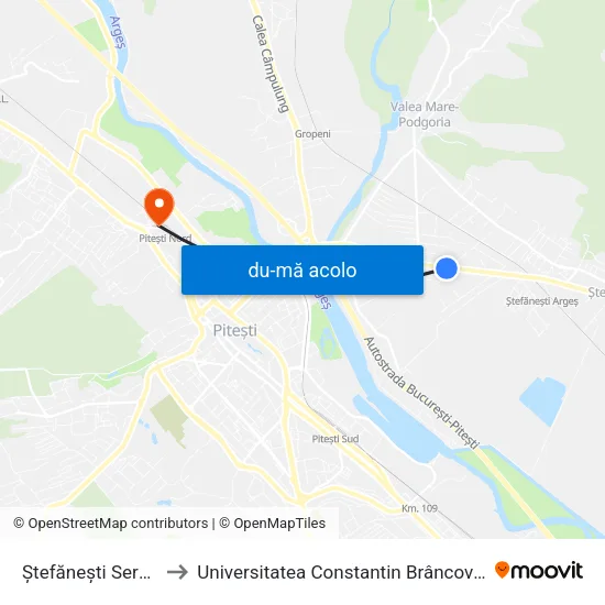 Harta de Ștefănești Service către Universitatea Constantin Brâncoveanu
