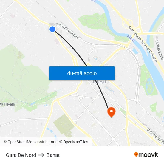 Harta de Gara De Nord către Banat