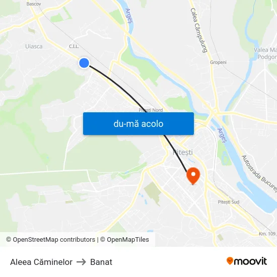 Harta de Aleea Căminelor către Banat