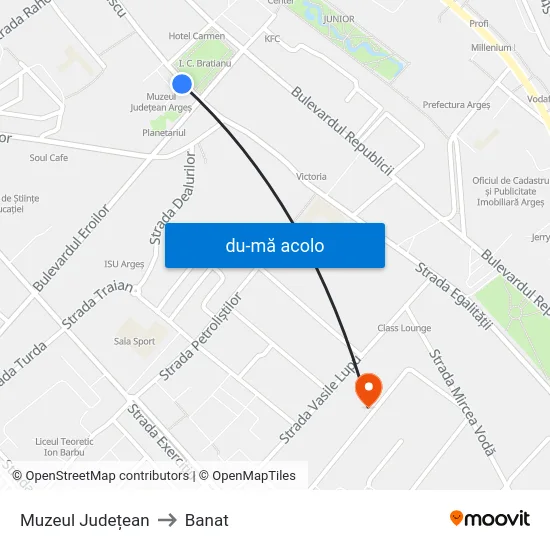 Harta de Muzeul Județean către Banat