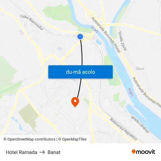 Harta de Hotel Ramada către Banat