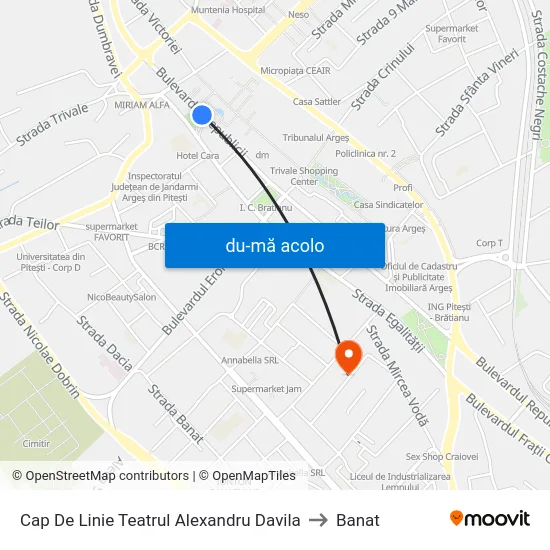 Harta de Cap De Linie Teatrul Alexandru Davila către Banat