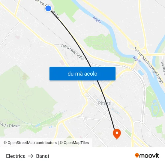 Harta de Electrica către Banat