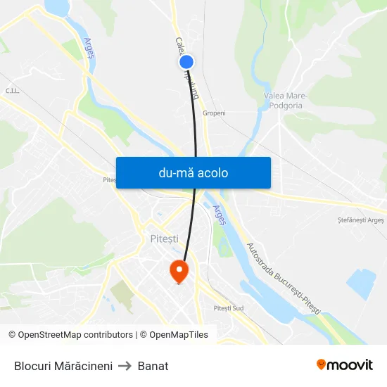 Harta de Blocuri Mărăcineni către Banat