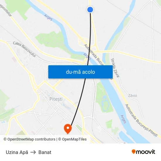 Harta de Uzina Apă către Banat