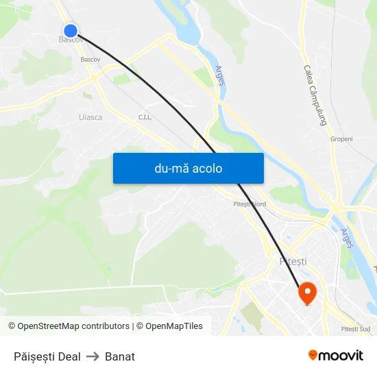 Harta de Păișești Deal către Banat