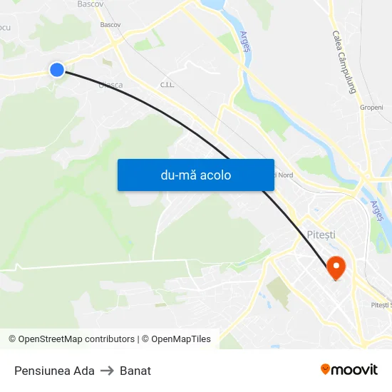 Harta de Pensiunea Ada către Banat