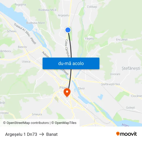 Harta de Argeșelu 1 Dn73 către Banat