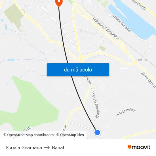 Harta de Școala Geamăna către Banat