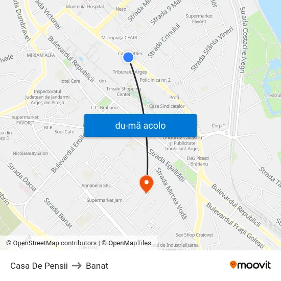 Harta de Casa De Pensii către Banat