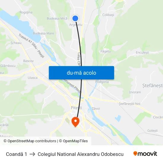 Harta de Coandă 1 către Colegiul National Alexandru Odobescu