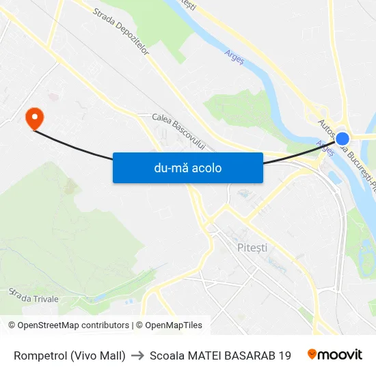 Harta de Rompetrol (Vivo Mall) către Scoala MATEI BASARAB 19