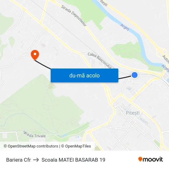 Harta de Bariera Cfr către Scoala MATEI BASARAB 19