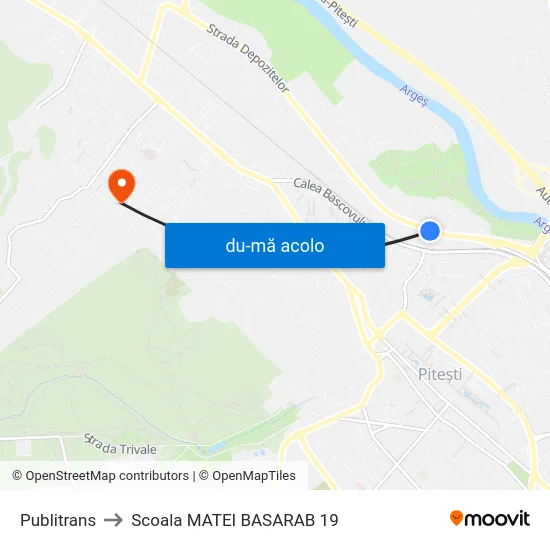 Harta de Publitrans către Scoala MATEI BASARAB 19