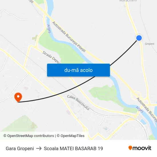 Harta de Gara Gropeni către Scoala MATEI BASARAB 19