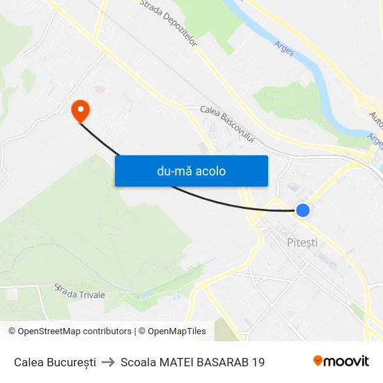 Harta de Calea București către Scoala MATEI BASARAB 19