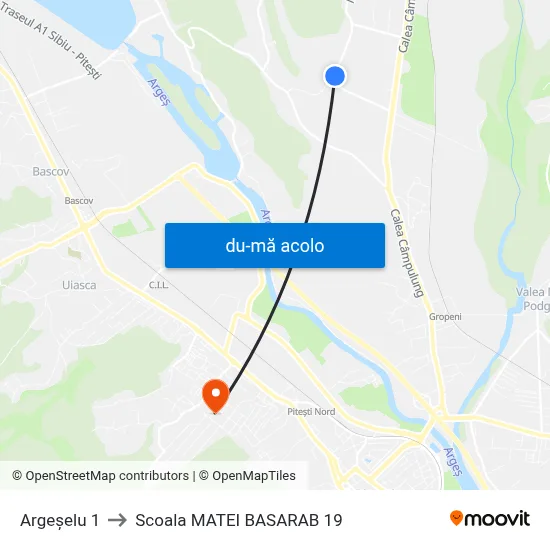 Harta de Argeșelu 1 către Scoala MATEI BASARAB 19