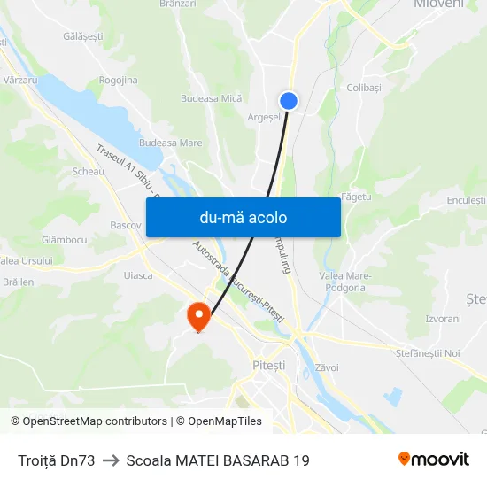 Harta de Troiță Dn73 către Scoala MATEI BASARAB 19