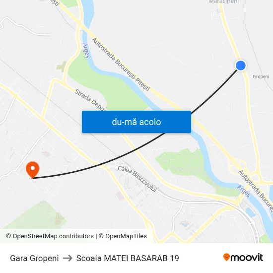 Harta de Gara Gropeni către Scoala MATEI BASARAB 19