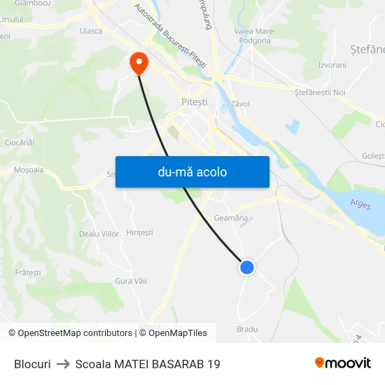 Harta de Blocuri către Scoala MATEI BASARAB 19
