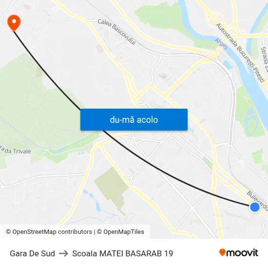 Harta de Gara De Sud către Scoala MATEI BASARAB 19