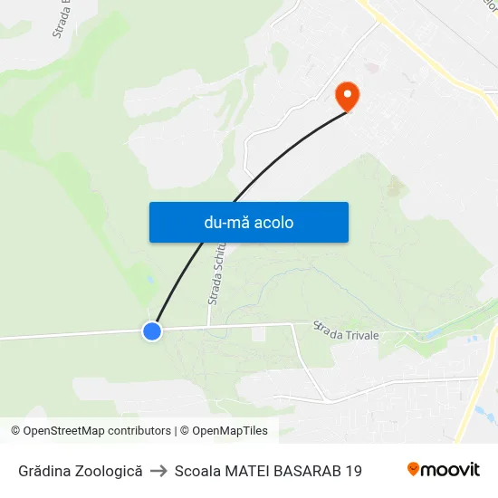Harta de Grădina Zoologică către Scoala MATEI BASARAB 19