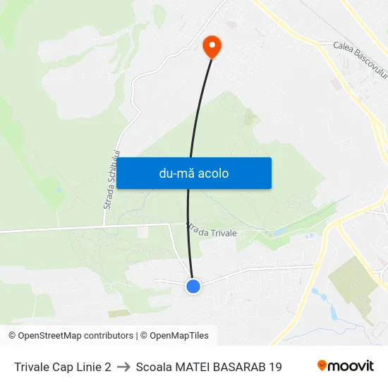 Harta de Trivale Cap Linie 2 către Scoala MATEI BASARAB 19