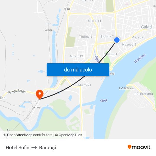 Harta de Hotel Sofin către Barboși