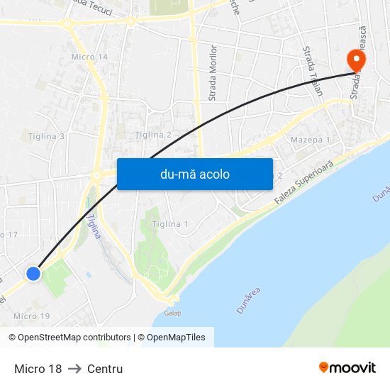 Harta de Micro 18 către Centru