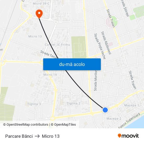 Harta de Parcare Bănci către Micro 13