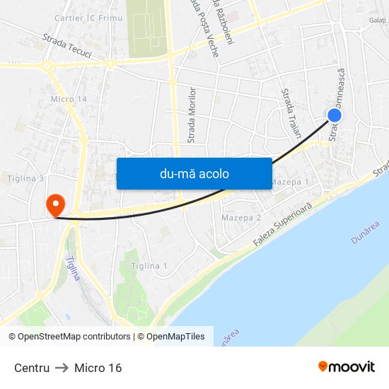 Harta de Centru către Micro 16