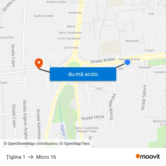 Harta de Țiglina 1 către Micro 16