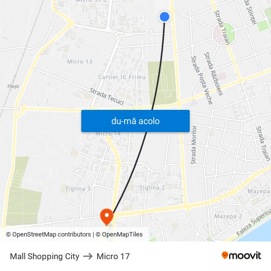 Harta de Mall Shopping City către Micro 17