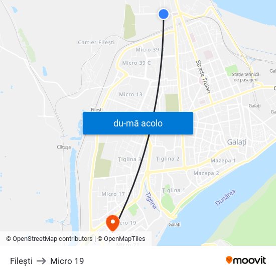 Harta de Filești către Micro 19
