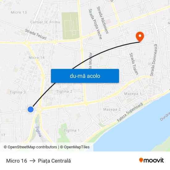 Harta de Micro 16 către Piaţa Centrală