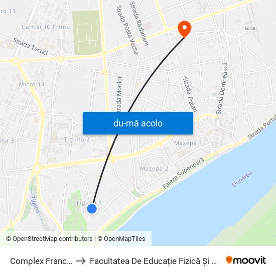 Harta de Complex Francezi către Facultatea De Educație Fizică Și Sport