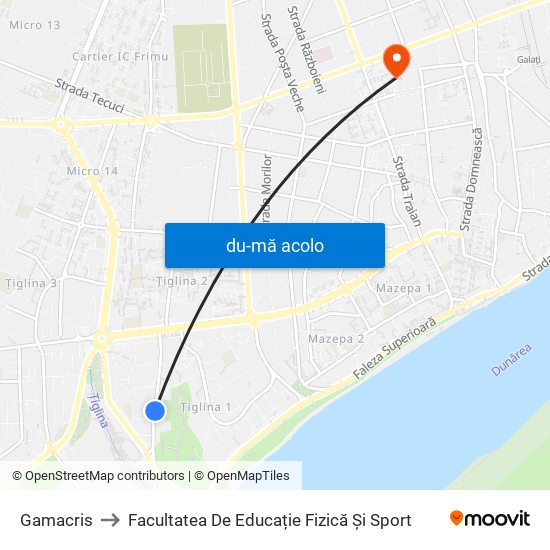 Harta de Gamacris către Facultatea De Educație Fizică Și Sport