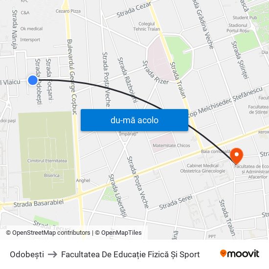 Harta de Odobești către Facultatea De Educație Fizică Și Sport